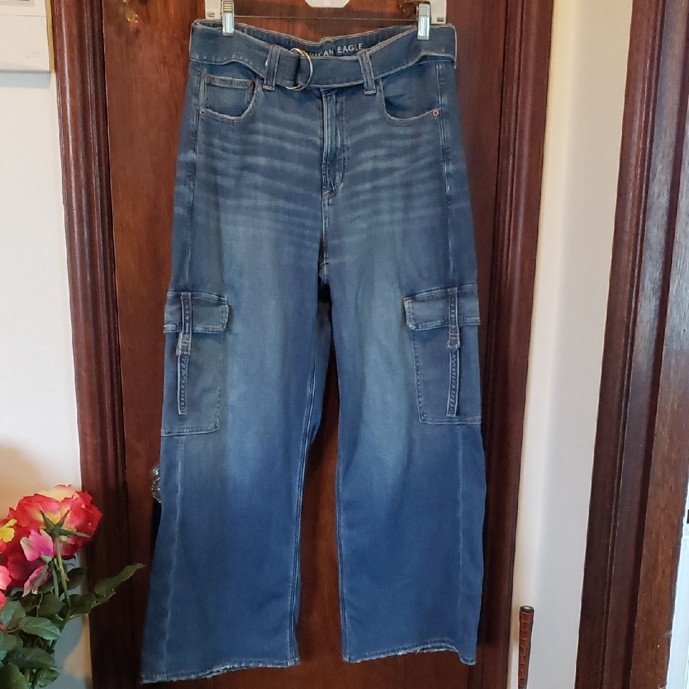 American Eagle Outfitters Super High-Rise Baggy Wide Leg Jeans Size 10